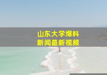 山东大学爆料新闻最新视频