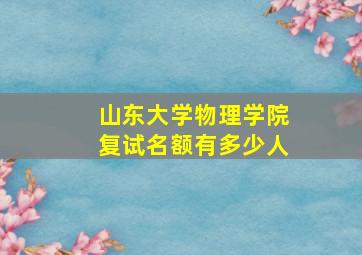 山东大学物理学院复试名额有多少人