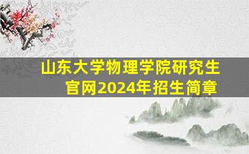 山东大学物理学院研究生官网2024年招生简章