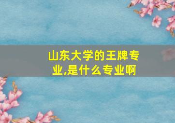 山东大学的王牌专业,是什么专业啊