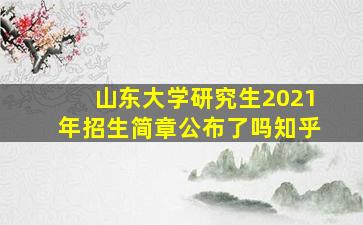 山东大学研究生2021年招生简章公布了吗知乎