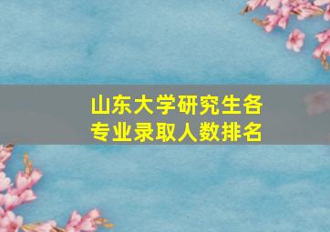 山东大学研究生各专业录取人数排名