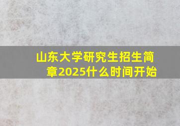 山东大学研究生招生简章2025什么时间开始