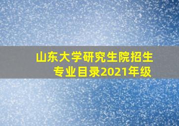 山东大学研究生院招生专业目录2021年级