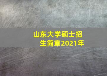 山东大学硕士招生简章2021年