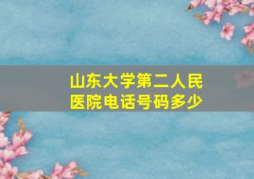 山东大学第二人民医院电话号码多少