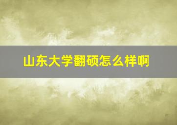 山东大学翻硕怎么样啊