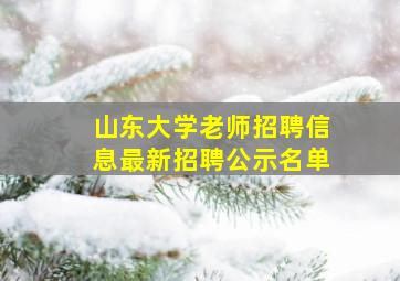 山东大学老师招聘信息最新招聘公示名单