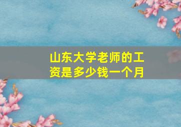 山东大学老师的工资是多少钱一个月