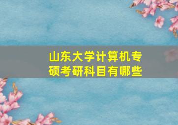 山东大学计算机专硕考研科目有哪些