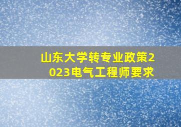 山东大学转专业政策2023电气工程师要求