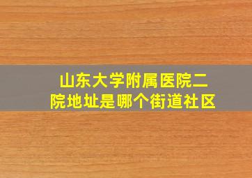 山东大学附属医院二院地址是哪个街道社区