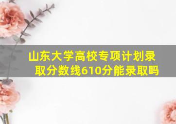 山东大学高校专项计划录取分数线610分能录取吗