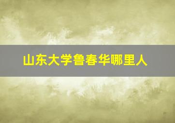 山东大学鲁春华哪里人