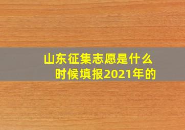 山东征集志愿是什么时候填报2021年的