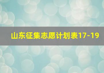 山东征集志愿计划表17-19