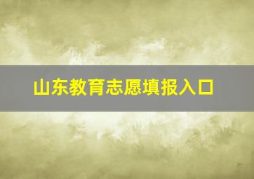 山东教育志愿填报入口