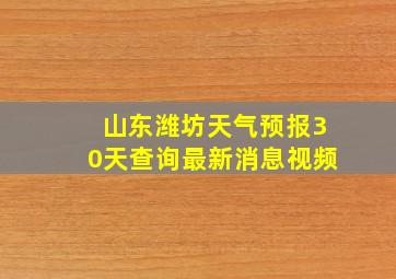 山东潍坊天气预报30天查询最新消息视频