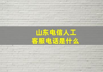 山东电信人工客服电话是什么