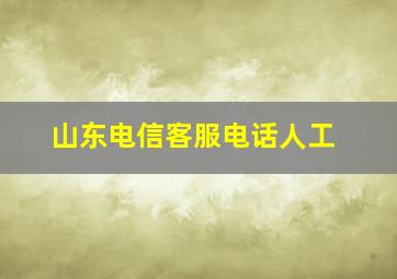 山东电信客服电话人工