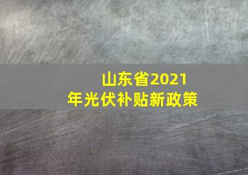 山东省2021年光伏补贴新政策