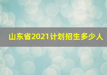 山东省2021计划招生多少人