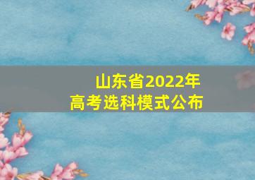 山东省2022年高考选科模式公布