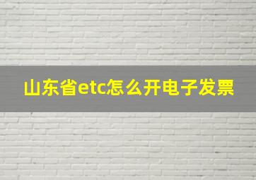 山东省etc怎么开电子发票