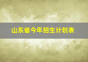 山东省今年招生计划表