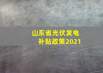 山东省光伏发电补贴政策2021