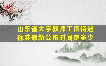 山东省大学教师工资待遇标准最新公布时间是多少