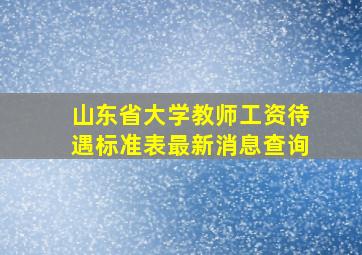 山东省大学教师工资待遇标准表最新消息查询