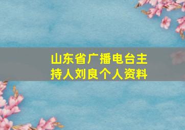 山东省广播电台主持人刘良个人资料