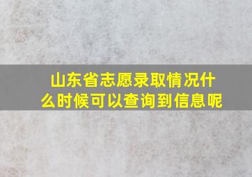 山东省志愿录取情况什么时候可以查询到信息呢