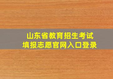 山东省教育招生考试填报志愿官网入口登录