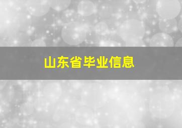 山东省毕业信息