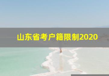 山东省考户籍限制2020