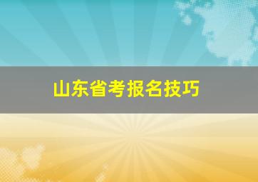 山东省考报名技巧