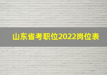 山东省考职位2022岗位表