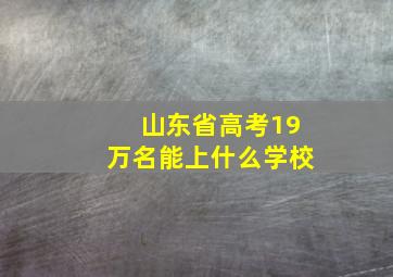 山东省高考19万名能上什么学校