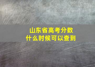 山东省高考分数什么时候可以查到