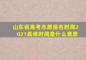 山东省高考志愿报名时间2021具体时间是什么意思