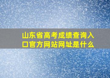 山东省高考成绩查询入口官方网站网址是什么