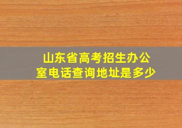 山东省高考招生办公室电话查询地址是多少