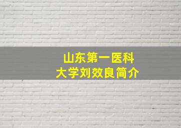 山东第一医科大学刘效良简介