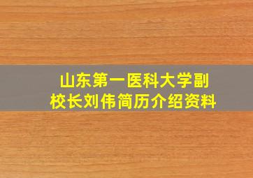 山东第一医科大学副校长刘伟简历介绍资料