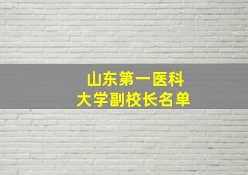 山东第一医科大学副校长名单