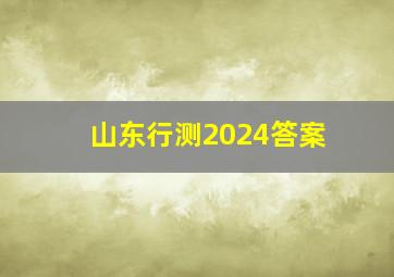 山东行测2024答案