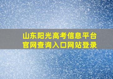 山东阳光高考信息平台官网查询入口网站登录