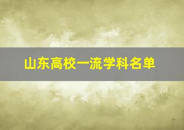 山东高校一流学科名单